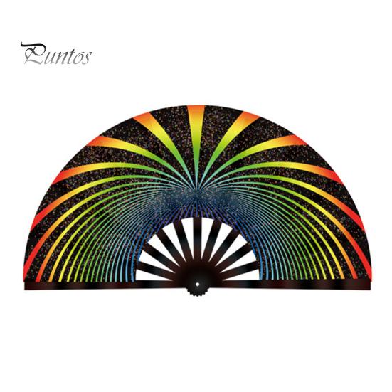 מניפה מתקפלת פלואורסצנטית UV קלת משקל מניפה ידנית לריקוד קונג פו מניפה ניידת לקירור קיץ קישוט אביזרי מסיבה