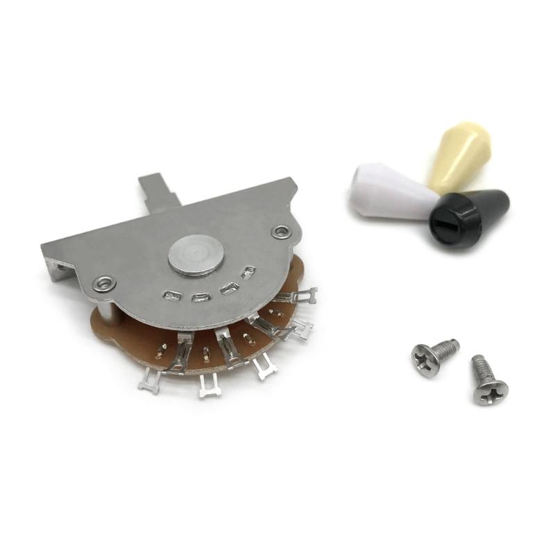 5 Way Short Straight Guitar Toggle Switch Pickup Selector with Black/White/Yellow Tip Knobs Caps for Electric Guitars