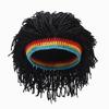 Jamaikanische Strickperücke Zopfmütze Unisex Haarhut Handgefertigt Ausgefallene Perückenkappen Halloween Geisterhaus Perücke Schwarz