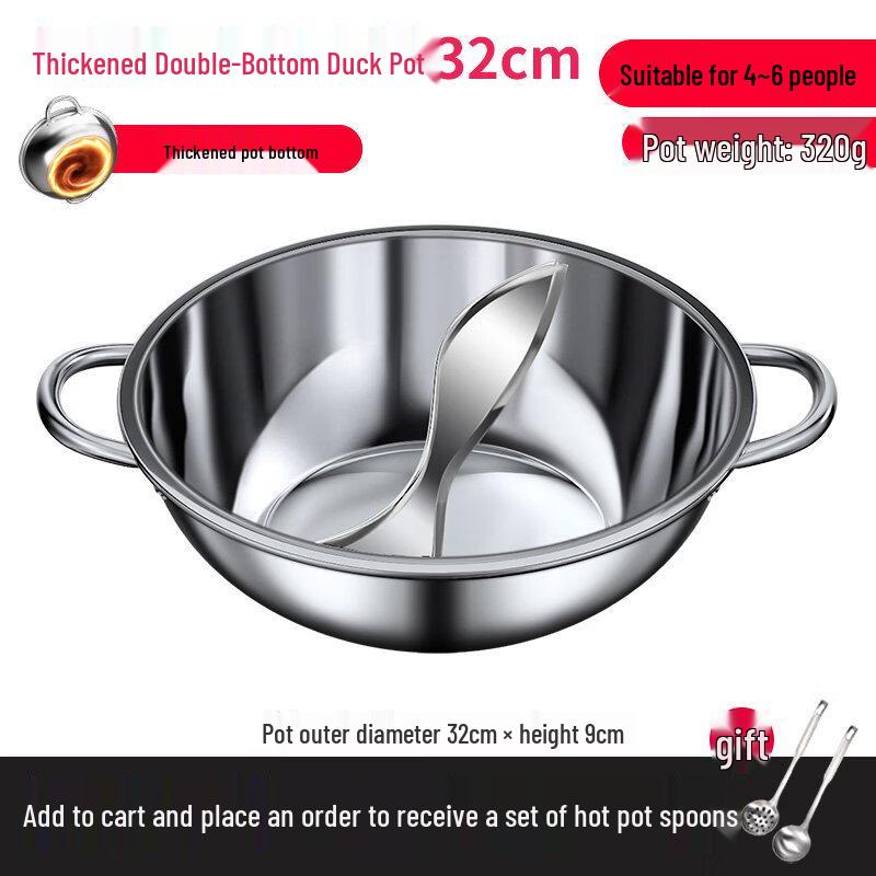 Thickened Stainless Steel Mandarin Duck Hot Pot for Induction & Gas Stoves