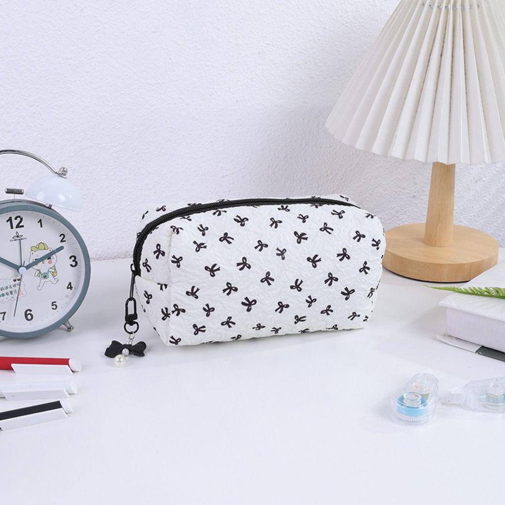Bowknot Pencil Case Large Capacity Cosmetic Storage Bag Cartoon Pen Bag  Gift