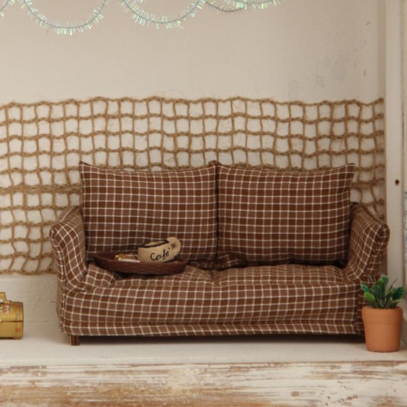 Smooth cotton Tiny Sofa Model For 1 12 Model house Displays Detachable For Realistic Home Trim