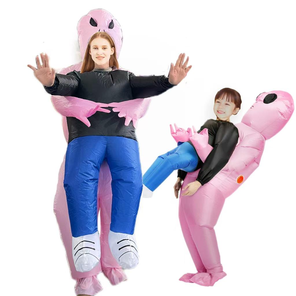 Rolig utomjording med stora ögon uppblåsbar kostym för Halloweenfester