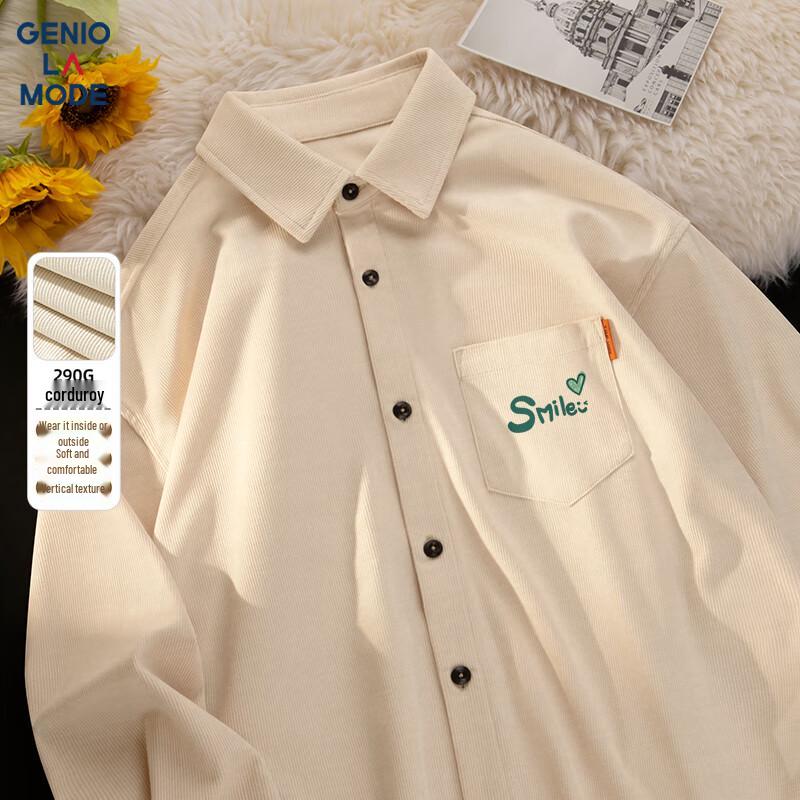 GENIOLAMODE Men s Heavyweight Corduroy Long-Sleeve Shirt XL