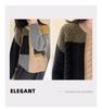 Women's Wool Sweater: Color Block, Korean Style, Round Neck, Long Sleeve Knitwear for Autumn/Winter