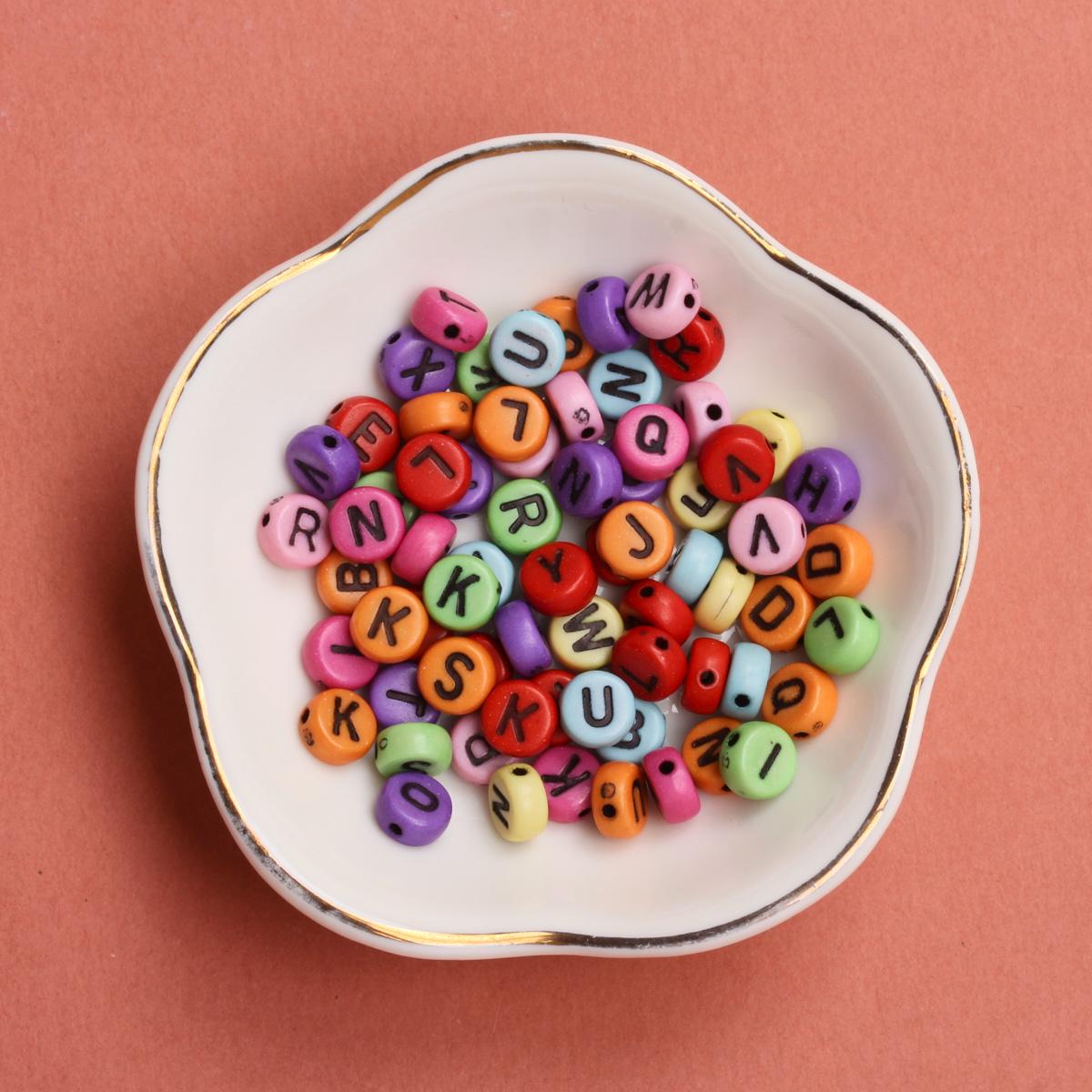 

100 шт., модные аксессуары ручной работы «сделай сам», бусины с буквами, изготовление браслетов для ювелирных изделий, материал Multicolor Black