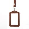 Fashionable ID Badge Card Holder Faux Leather Frame Clear Case Cover Lanyard