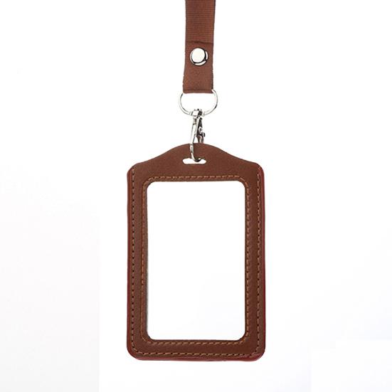 Módní pouzdro na kartu ID odznak Rám z umělé kůže Průhledné pouzdro Kryt Lanyard