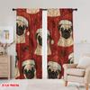2 Stück, 2D-Flachdruck Vorhang Beliebter Mops Baum Vielseitiger Polyesterstoff (ohne Stange) Feiertagsgebrauch für Wohnzimmer, Schlafzimmer,