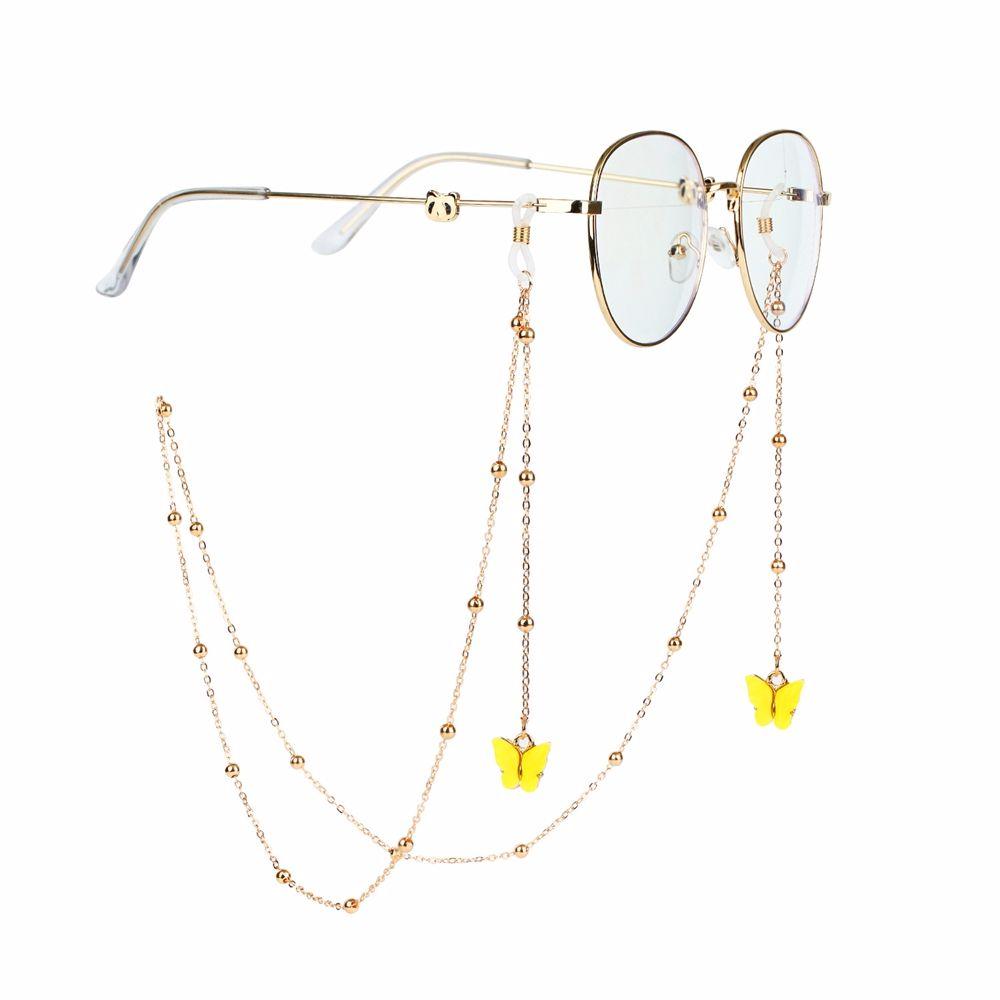 Trend Anti-lost Bead Non-slip Eyewear Butterfly Metal Glasses Chains Mask Hanging Rope Neck Strap