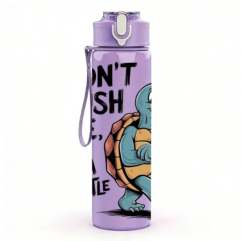 1PC Dont Rush Me I Am A Turtle Print 750ml Color Plastic Sports Water Bottle Leakproof Flip Straw Lid Suitable for Sports Office Home Use
