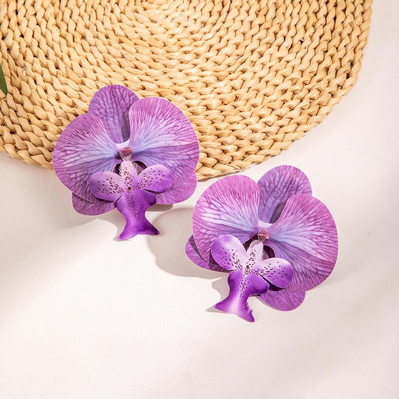 2PCS Three-Dimensional Flower Gifts Jewelry Natural Simulated Flower Party Wear Flower Shape Accessories Earrings Fashion 9cm