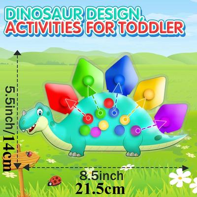 Dinosaur Color Sorting Sensory Toy Activities Toy Fine Motor Matching Game Montessori Autism Fidgets Toys for Kids Adults Boys