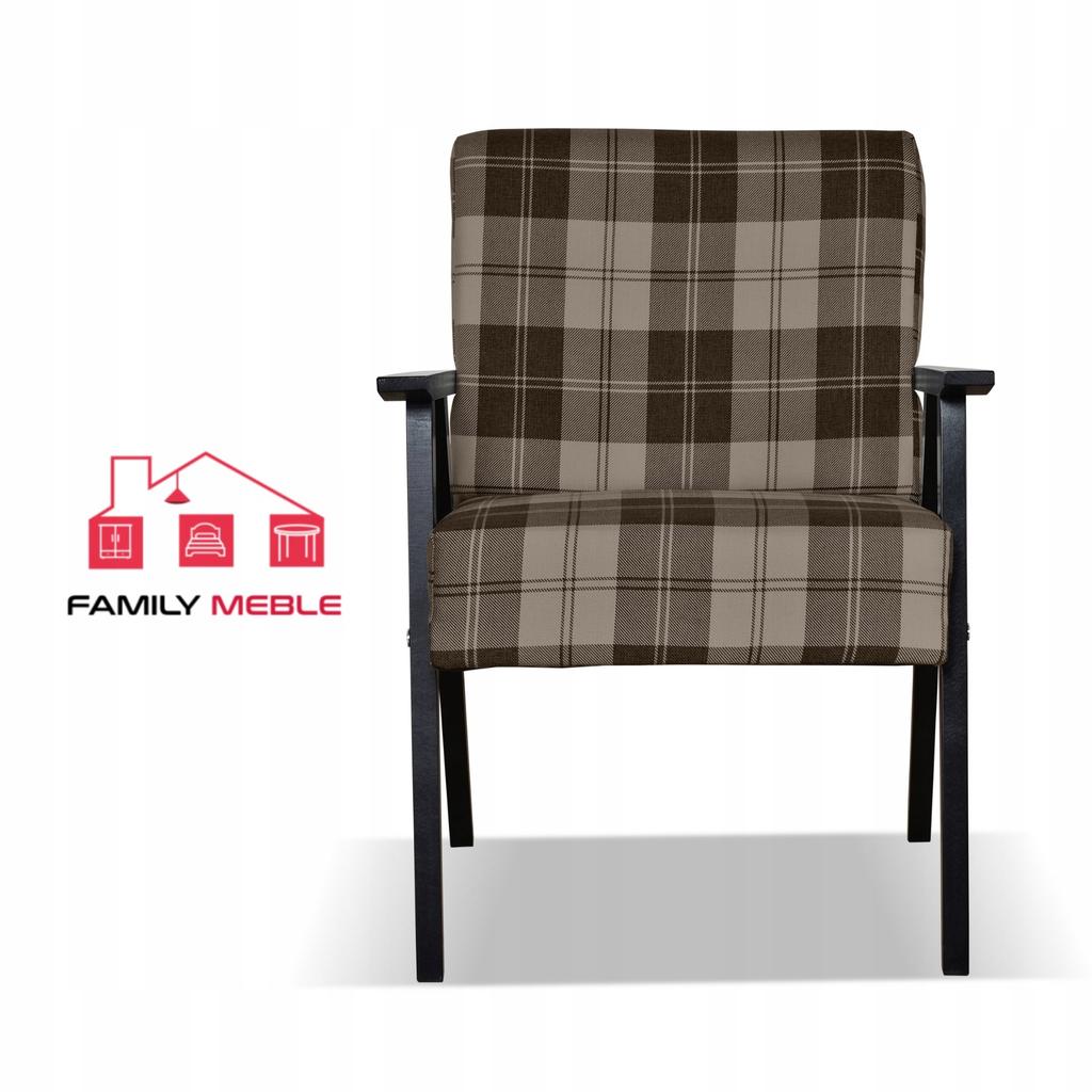 Armchair In PRL Retro Vintage Style SOLER Family Furniture Check Brown