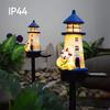 Solar Resin Sea Lighthouse LED Outdoor Lighting Decorative Landscape Light Solar Garden Light Lawn Light Suitable for Garden Lawn Festival Decoration