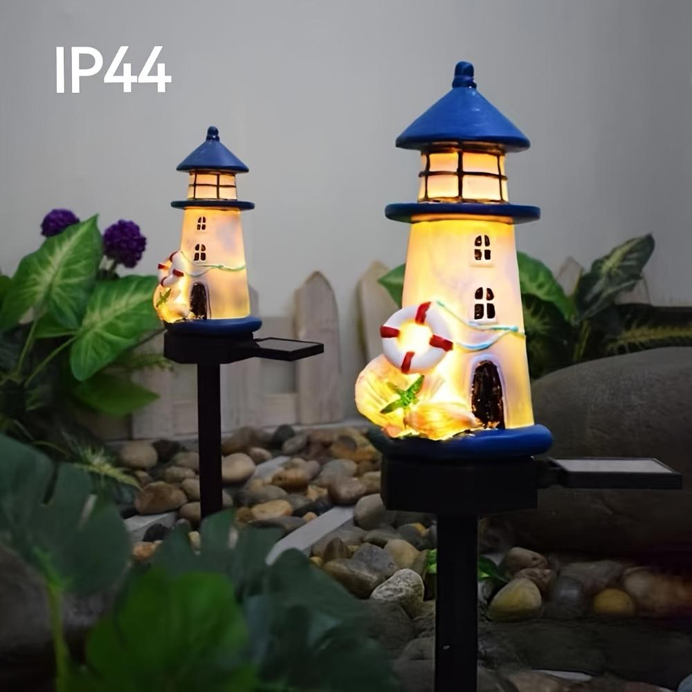 Solar Resin Sea Lighthouse LED Outdoor Lighting Decorative Landscape Light Solar Garden Light Lawn Light Suitable for Garden Lawn Festival Decoration