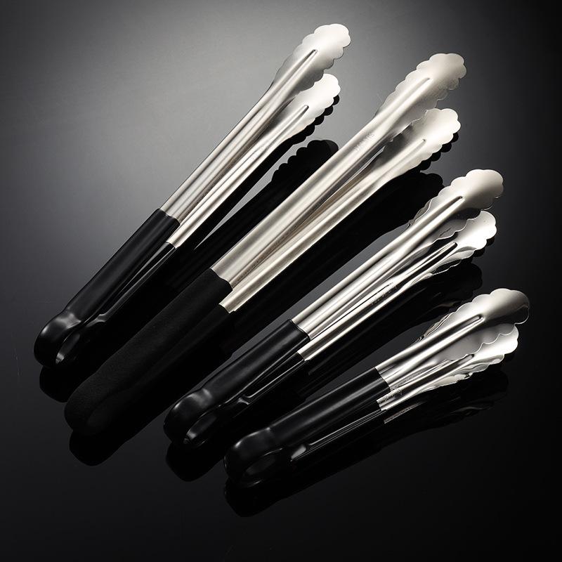 304 Stainless Steel Anti-Scald Silicone Food Tongs for Barbecue, Grilled Meat, Bread, and Baking