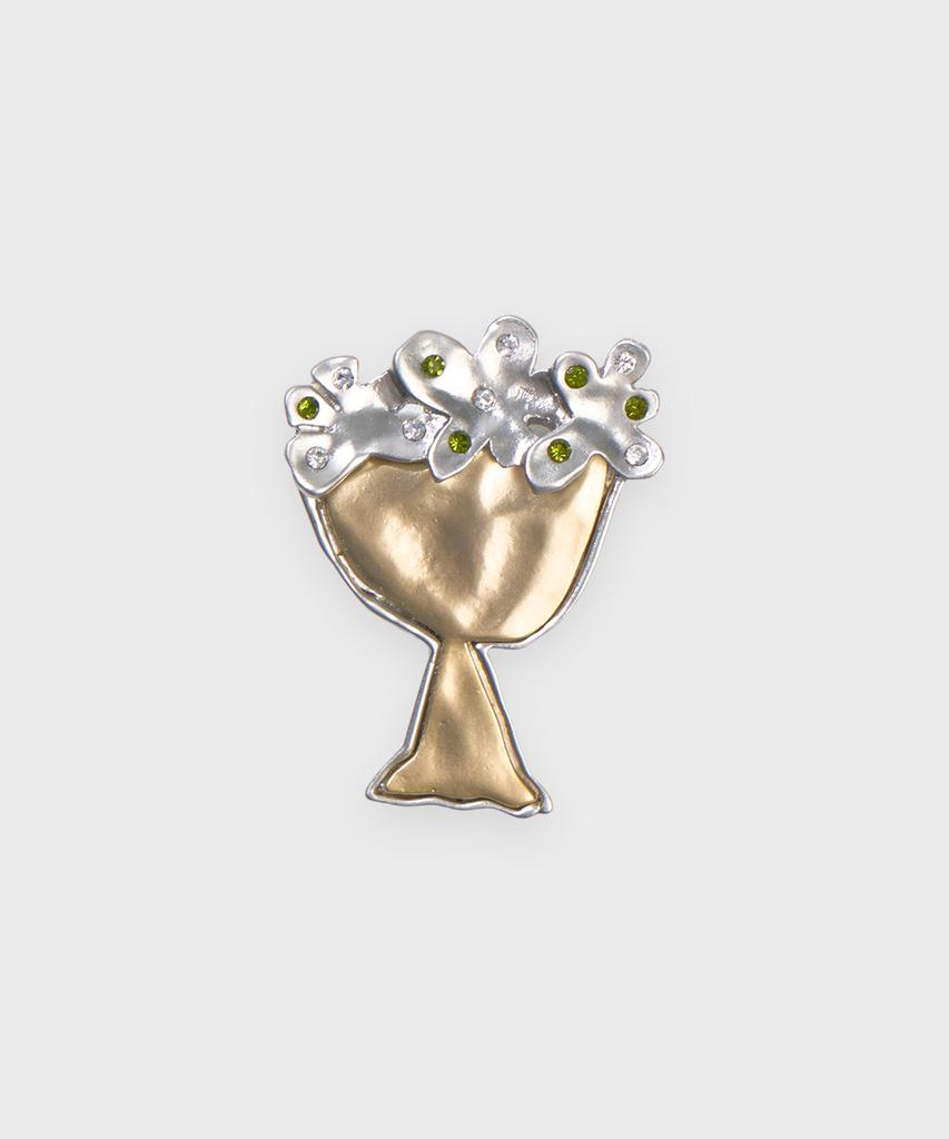 Sinoon Potted Flower Brooch (Silver Gold)