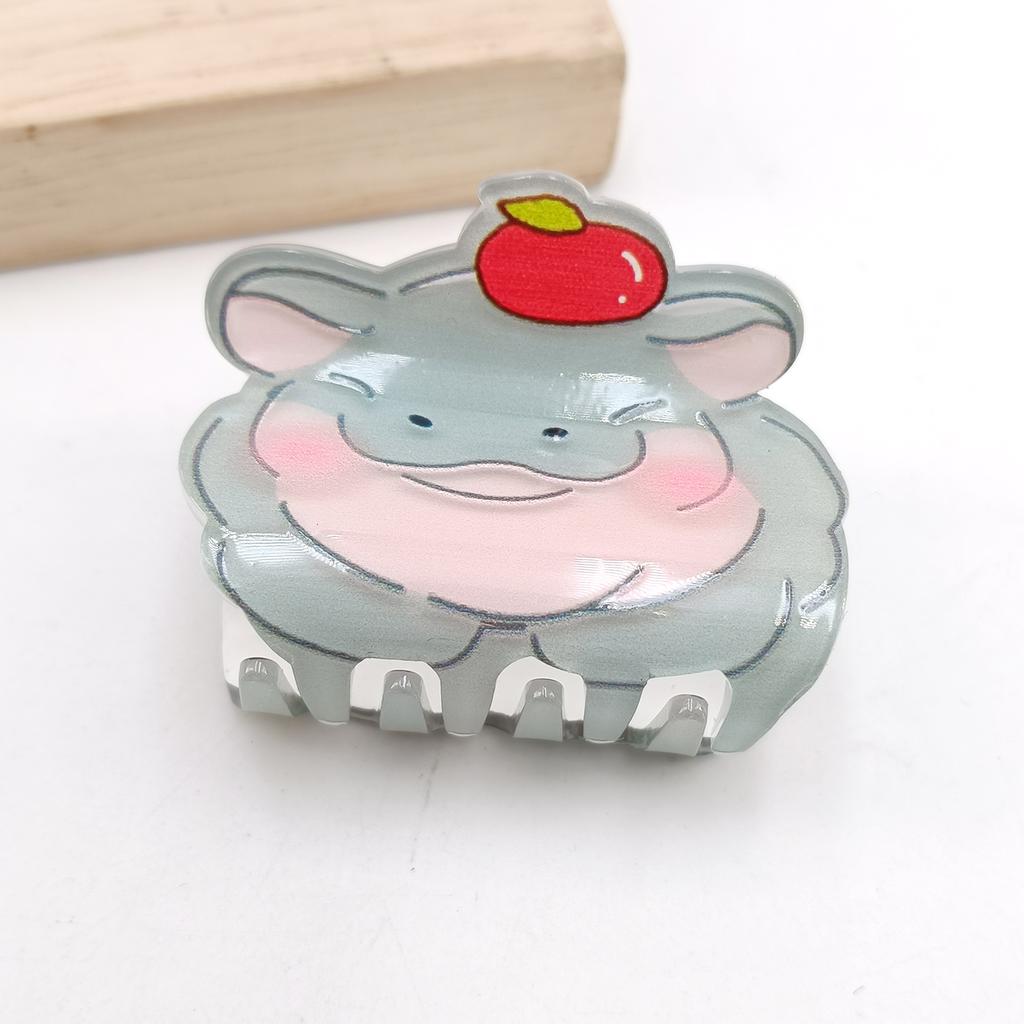 Cute Miss Hippo Hair Claw Flower Acrylic Small Shark Clip Set Headwear Geometry Cartoon Capybara Hair Clip For Girls