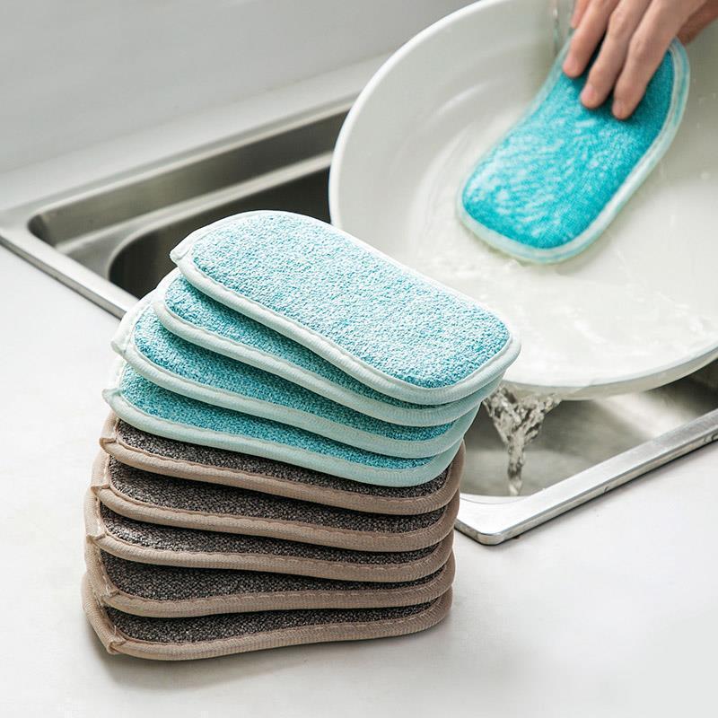 Household Kitchen Non-Scratch Cleaning Brush & Double-Sided Sponge