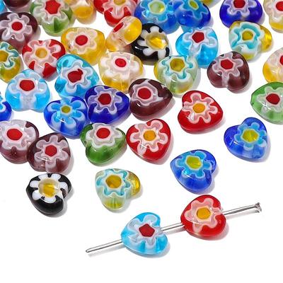 10pcs/20pcs 8mm Millefiori Flower Patterns Flat Heart-shape Glass Beads For DIY Jewelry Making Necklace Bracelet Earring Making