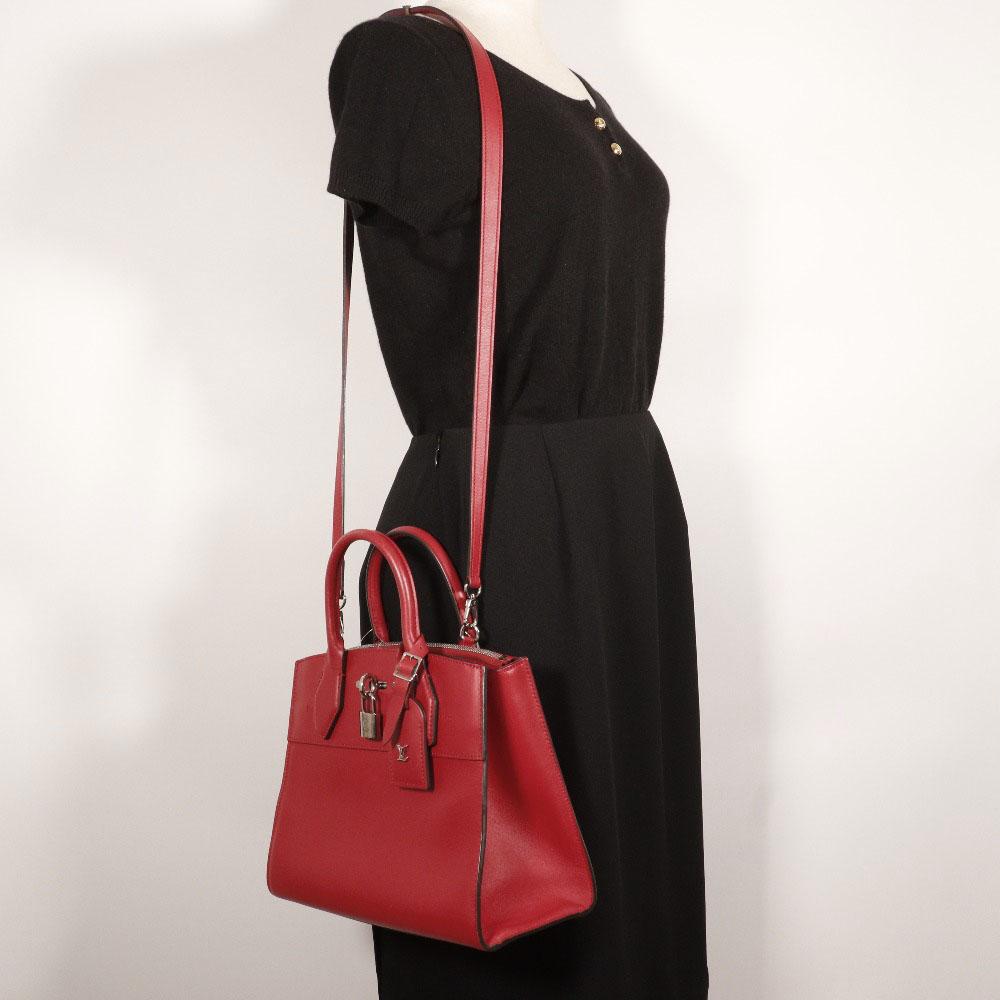 Louis Vuitton City Steamer PM Handbag M51030 2WAYShoulder Rouge Red Calfskin Women Used