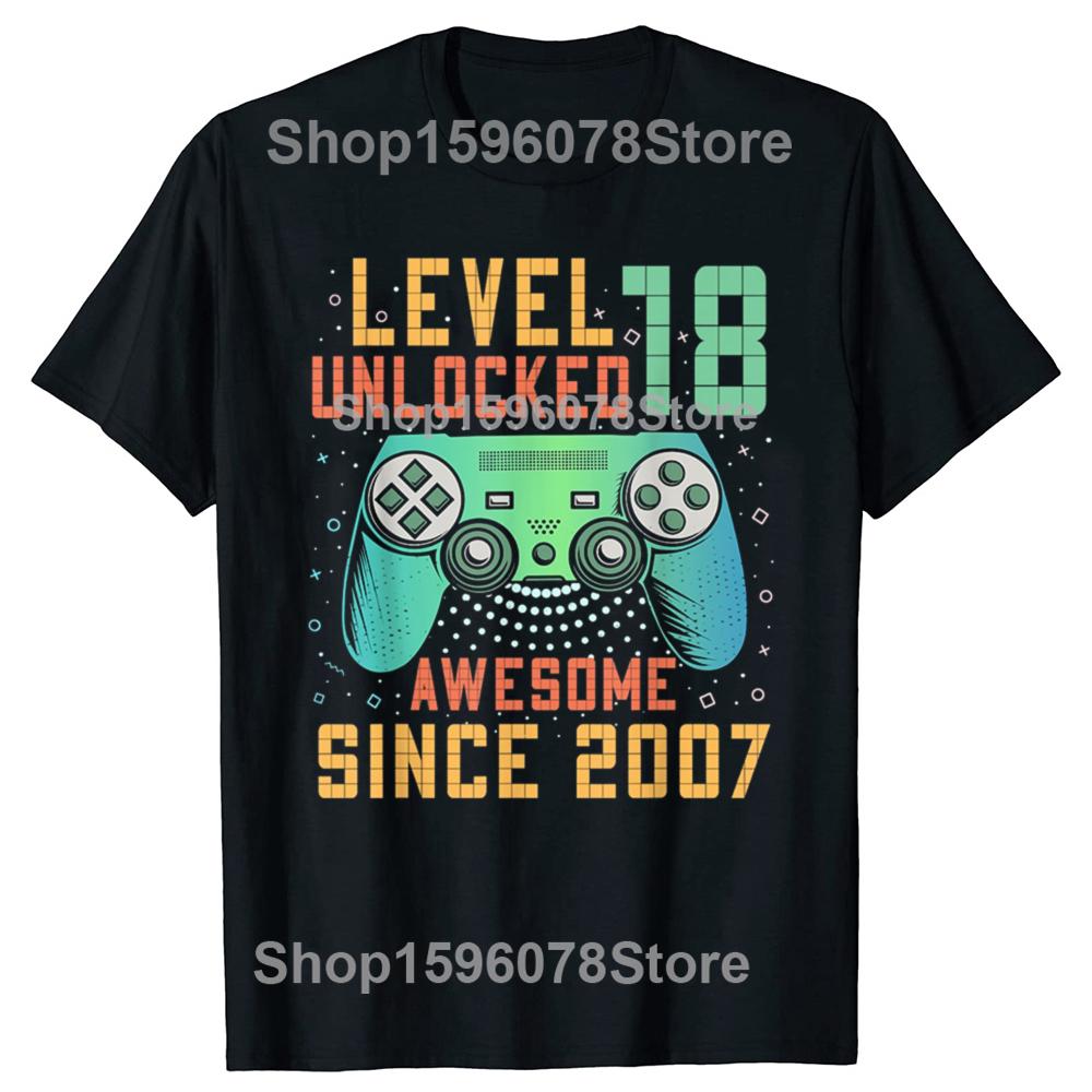 

Смешной Уровень 18 Открыт 18-й 18-летний Мальчик Игровая Графика 2007 Футболки Мужские Хлопок Юмор Уличная Одежда Унисекс Свободная Одежда L