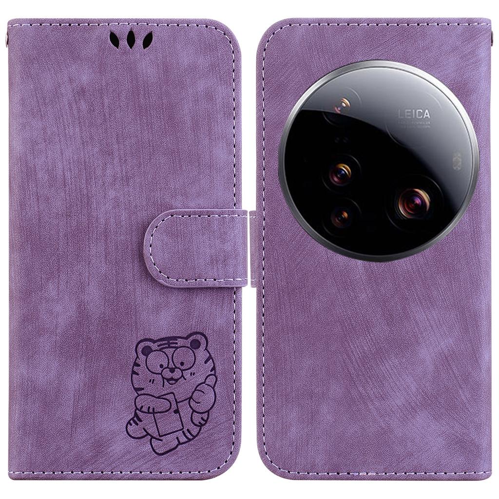 For Xiaomi 15 Ultra Wallet Case Tiger Imprint Leather Shockproof Phone Cover