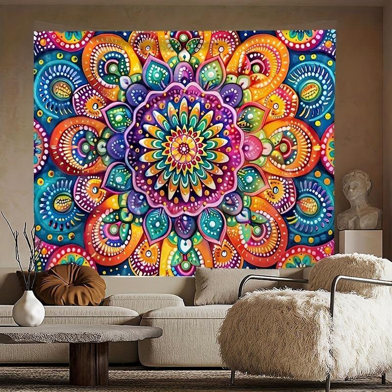 

Colorful Mandala Art Fleece Blanket Boho Design Soft Cozy Throw Home Decor for Living Room or Bedroom Gift for Yoga Lovers80x100 70x100cm28x39in