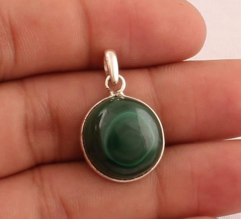 Solid 925 Sterling Silver Pendant Malachite gemstone Pendant Handmade Jewelry Healing Pendant Silver Jewelry