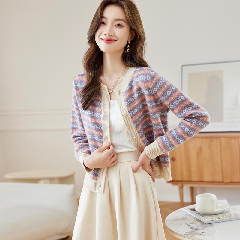 

Women s Pure Wool Jacquard Knit Cardigan L