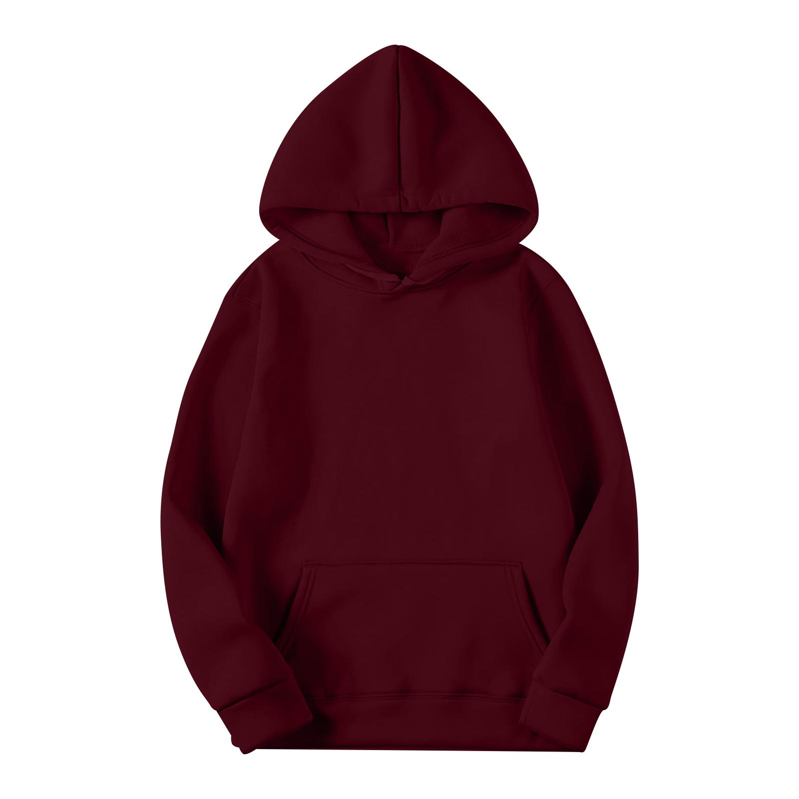 SuJu Heren Casual Los Sweatshirt Kleur Trekkoord Grote Zak Hoodie Sport Sweatshirt M wijn