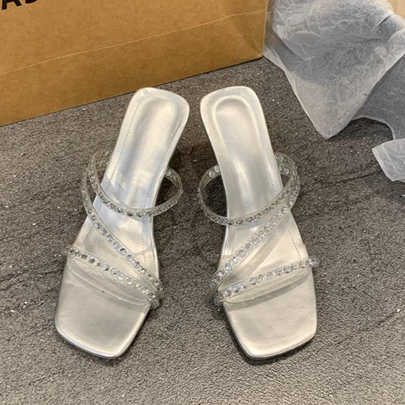 Women's Open-toed Open-toe Rhinobarrhinos with Transparent Fine Strap Set Foot Non-slip and Wear-resistant Fine Heels