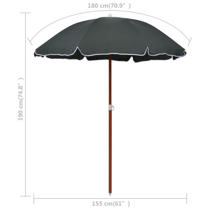 VidaXL Parasol de Jardin avec Mât en Acier, Pare-soleil de Patio, Abri de Soleil, Parasol de Terrasse Arrière-cour 47804