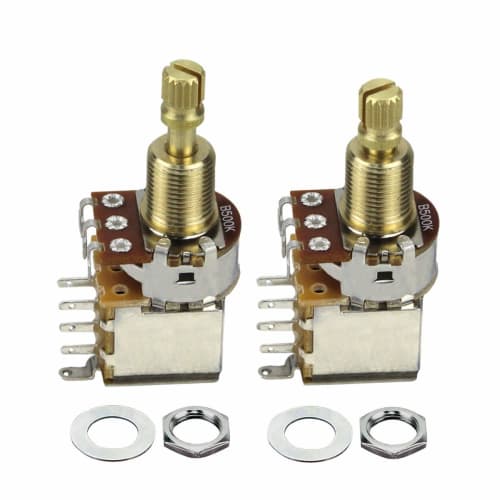 FLEOR 2 Pieces Guitar Bass Push-Push Potentiometer B500K Linear Tapered Copper Long Split Shaft Pot