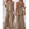 Casual Fashion Temperament New Solid Color Back Hollow Flower Suit