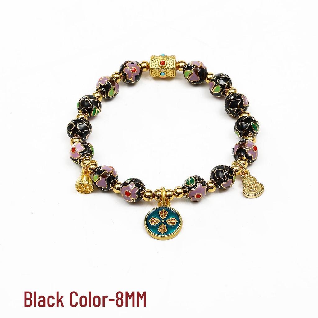 Cloisonné Five Gods of Wealth Enamel Floral Bracelet for Women