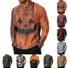 Men's Casual Halloween Print Crew Neck Raglan Sleeve Three Quarter Sleeve Top Lightweight Breathable Fabric Comfortable Fit