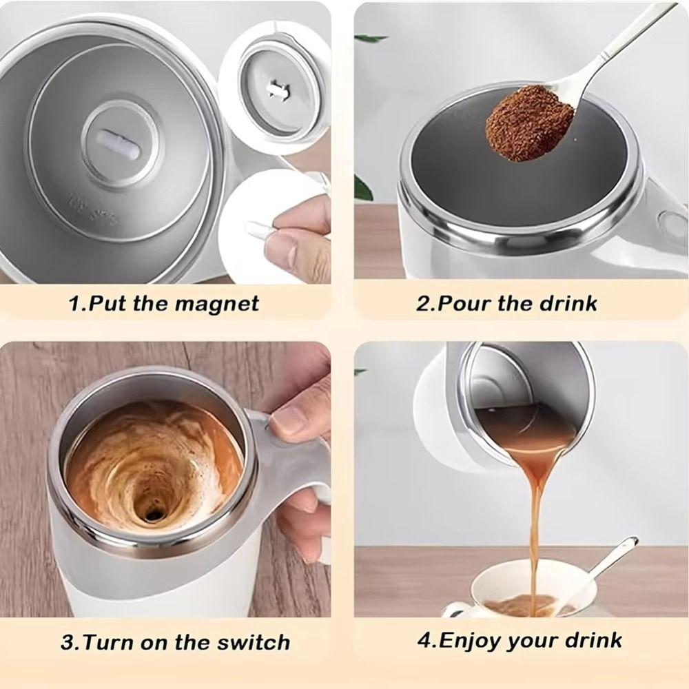 Stainless Steel Magnetic Coffee Mixing Mug Leakproof Electric Drink Mixer  Hot Drinks
