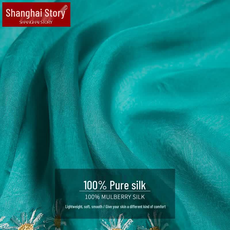 Shanghai Story 100% Mulberry Silk Embroidered Scarf