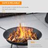 Outdoor Fire Pit Portable Round Firepit With Poker For Garden Camping Bonfire Picnic Dia 47 X 21 Cm Black