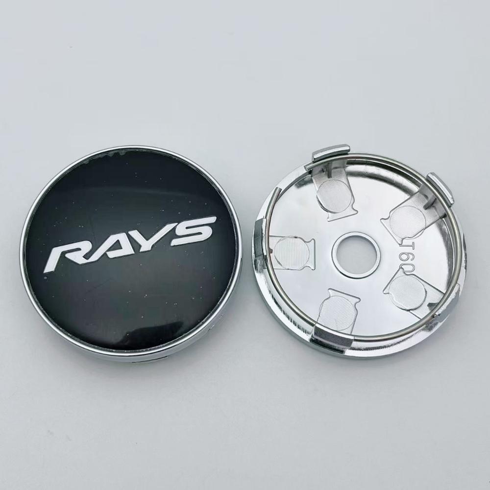 4pcs 60MM ( 56MM I.D ) Rays Logo Emblem Car Wheel Center Caps Wheel Hubcaps Auto Rim Centre Cover Black/Silver Car Accessories