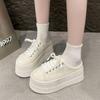 Women's White Thick-Soled Platform Mules - Closed-Toe, Backless, Petite Height Boost, Spring/Summer