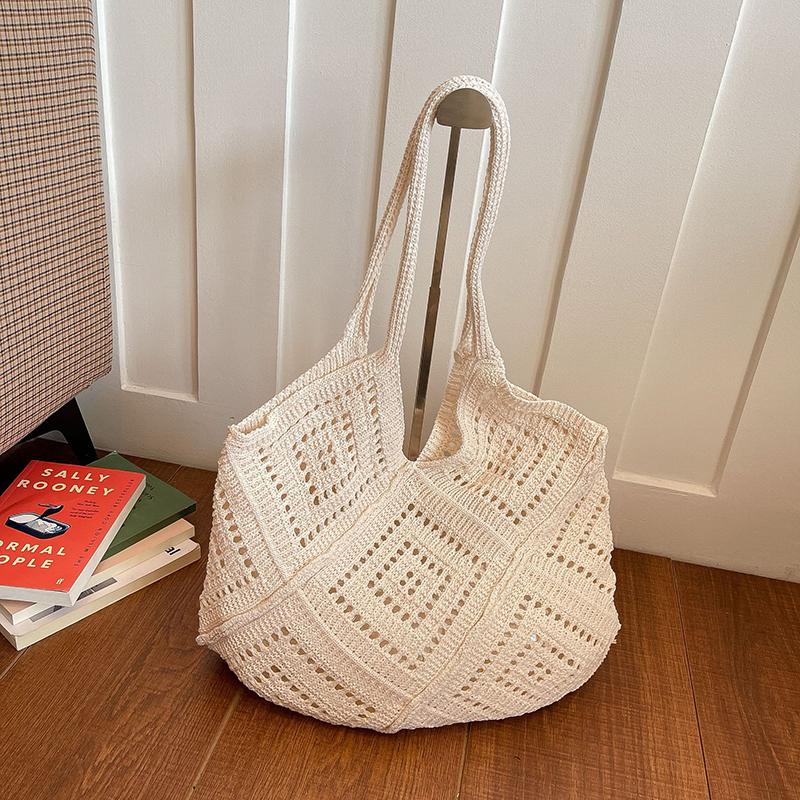 Fabric Hollow Out Large Capacity Shoulder Bags Contrast Color Women's Bags Commuting Versatile Crossbody Bags