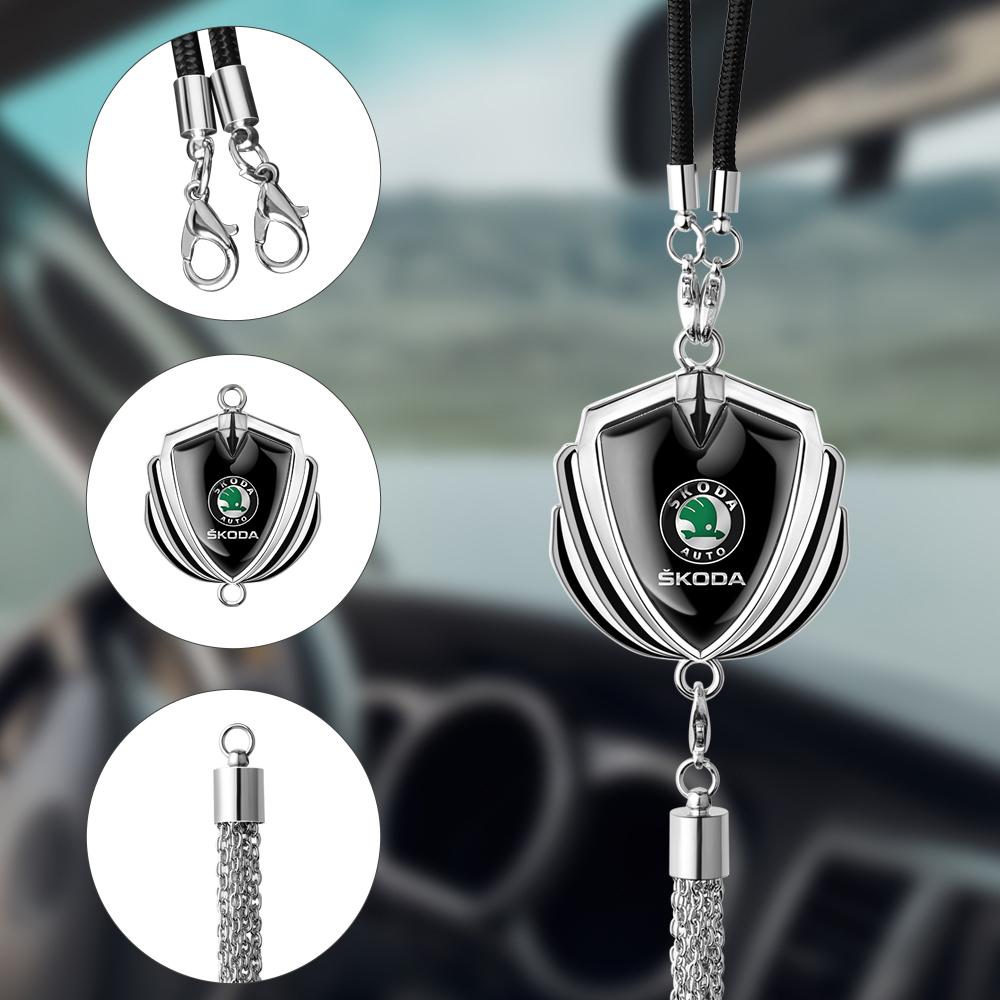 2025 Hot 3D Metal Logo Rearview Mirror Pendant Hanging Gift Accessories For Skoda S Fabia Rapid Superb Octavia A5 a7 2 Kodiaq Sc
