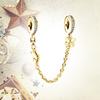 Sparkling Safety Chain Collection Charm Bead Charms Triple Clear Stone Safety Chain Safety Chain Clip Compatible With Authentic Bracelets Do It Yourse