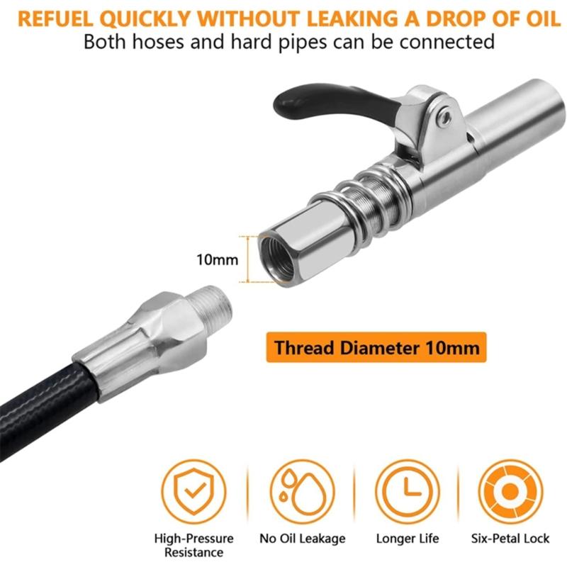Quick Release Grease Guns 10,000PSI Coupler High-pressure Oil injections Nozzles