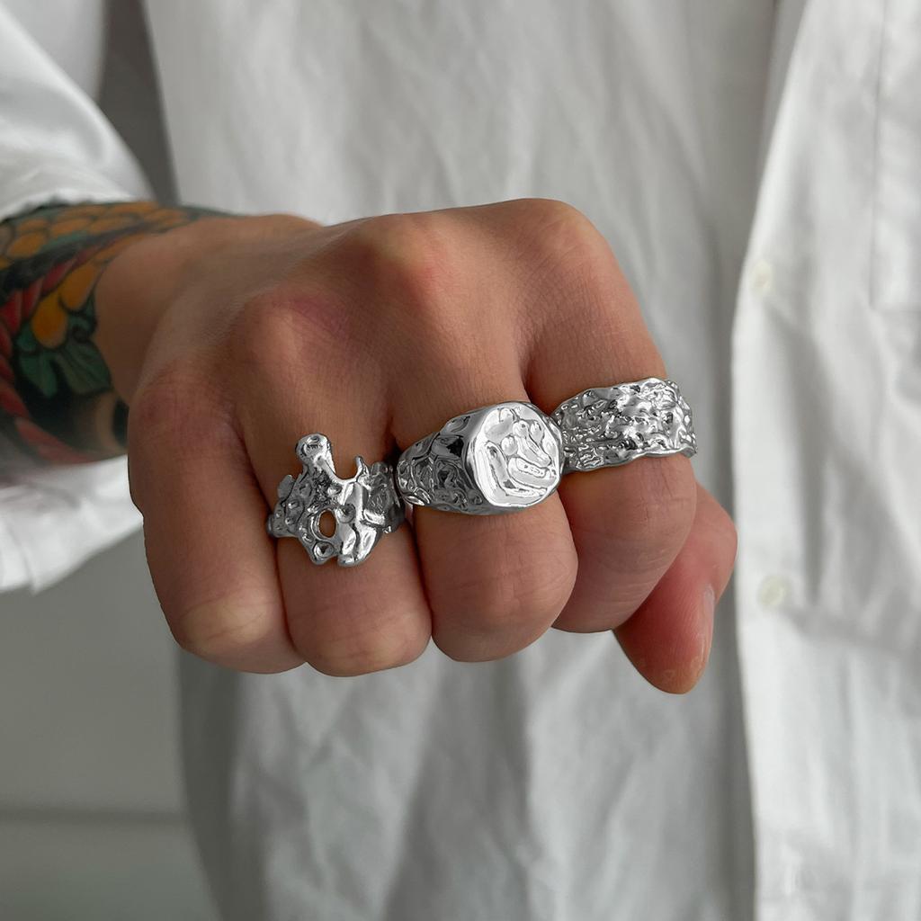 Liquid Metal Ring Men's Light Luxury Niche High-end Retro Fashion Personality Men's Ring Hand Accessories