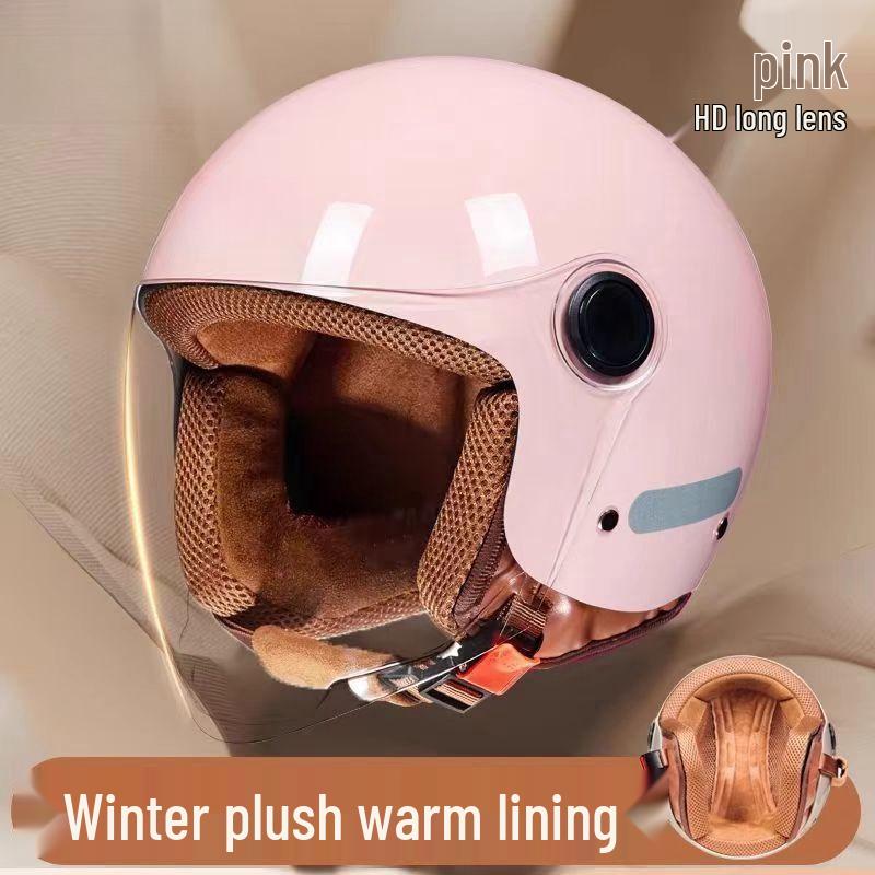 Women s Electric Scooter Winter Helmet - Anti-Fog, Warm, All-Season Half Motorcycle Helmet 3C Certified - Safe Travel