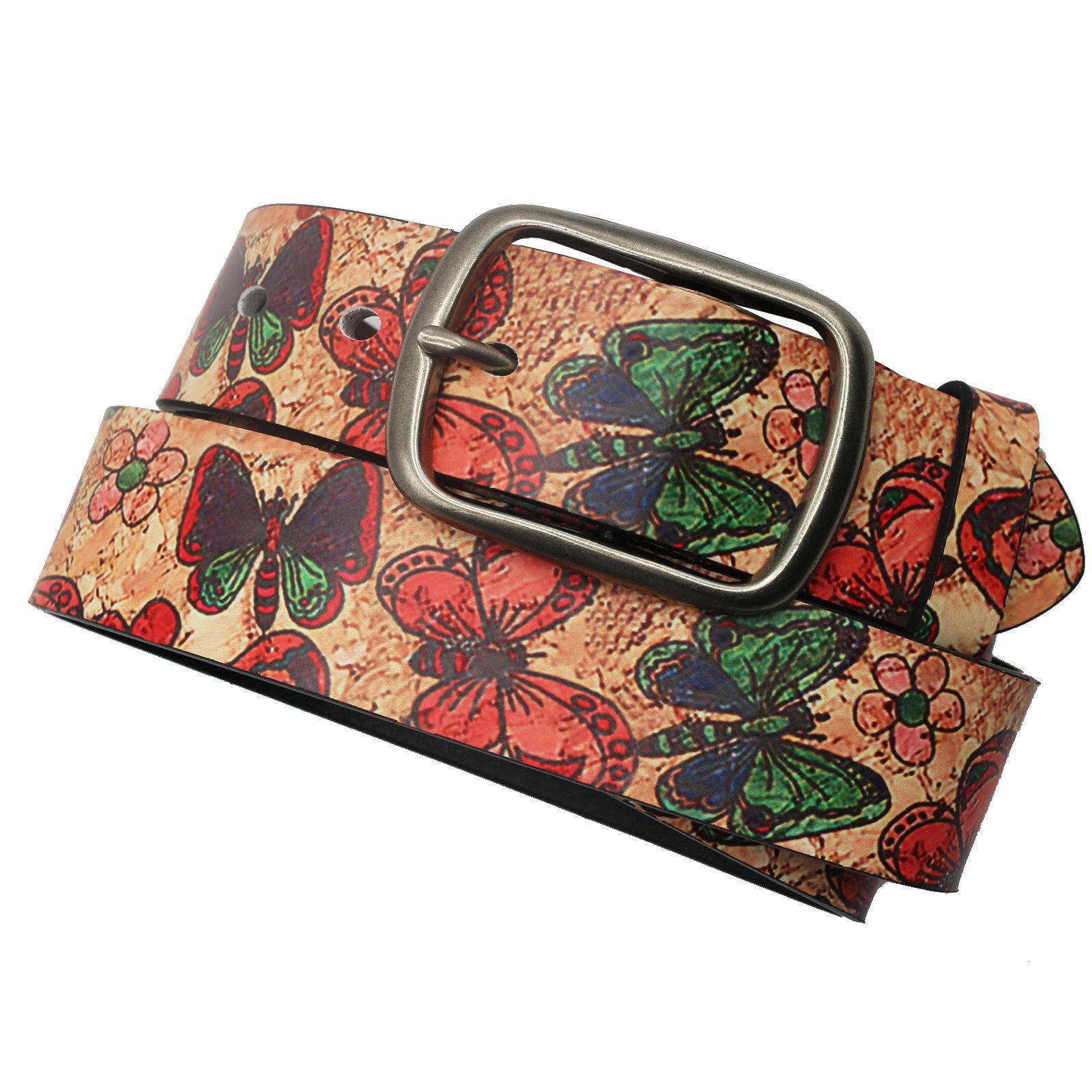 

Оригинальный дизайн, характерный нарисованный ремень с бабочкой из искусственной кожи, дизайн Ins, пряжка на всю длину 125cm красный